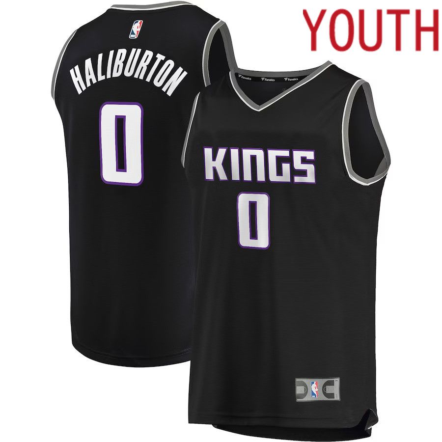 Youth Sacramento Kings #0 Tyrese Haliburton Fanatics Branded Black Fast Break Replica Player NBA Jersey->youth nba jersey->Youth Jersey